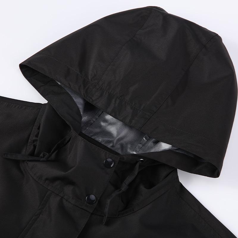 Chunya Textile PU Waterproof Windproof Poncho Extended Trench Coat Raincoat Outdoor Hiking Rainstorm Prevention Over the Knee Unisex