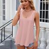 Women's Round Neck Loose Solid Color Hollow Out Sleeveless T-shirt Top