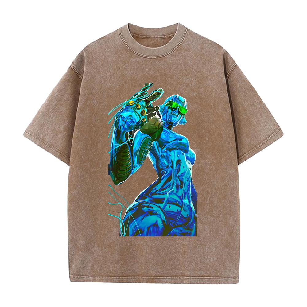 Stone Free Jolyne Printed Tee Anime JoJos Bizarre Adventure Clothing Men Women Retro Washed Tshirts Harajuku Cotton T Shirt