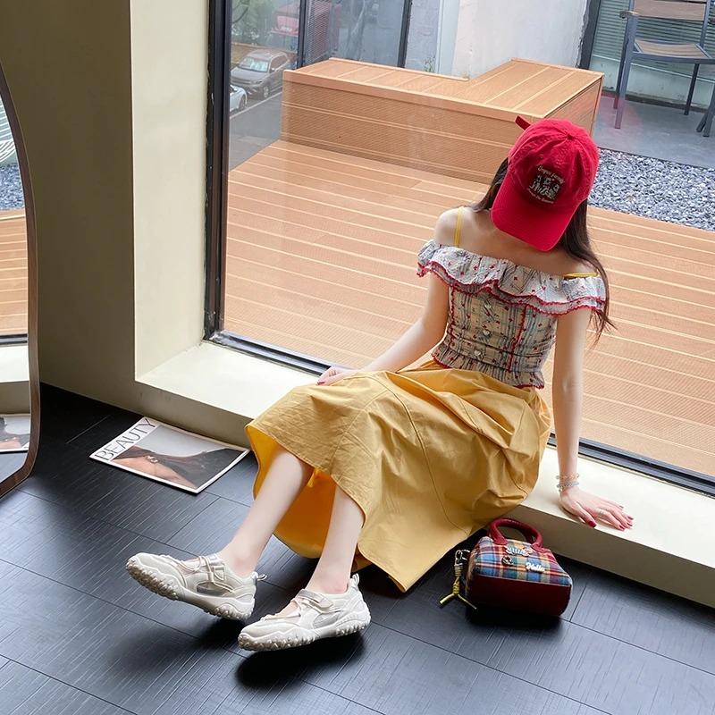 Fashion Mary Jane Sports Sandals Women's Summer Soft Bot Anti-Slip 2025 New Hollow out Breathable Thi Heel Magic Tape