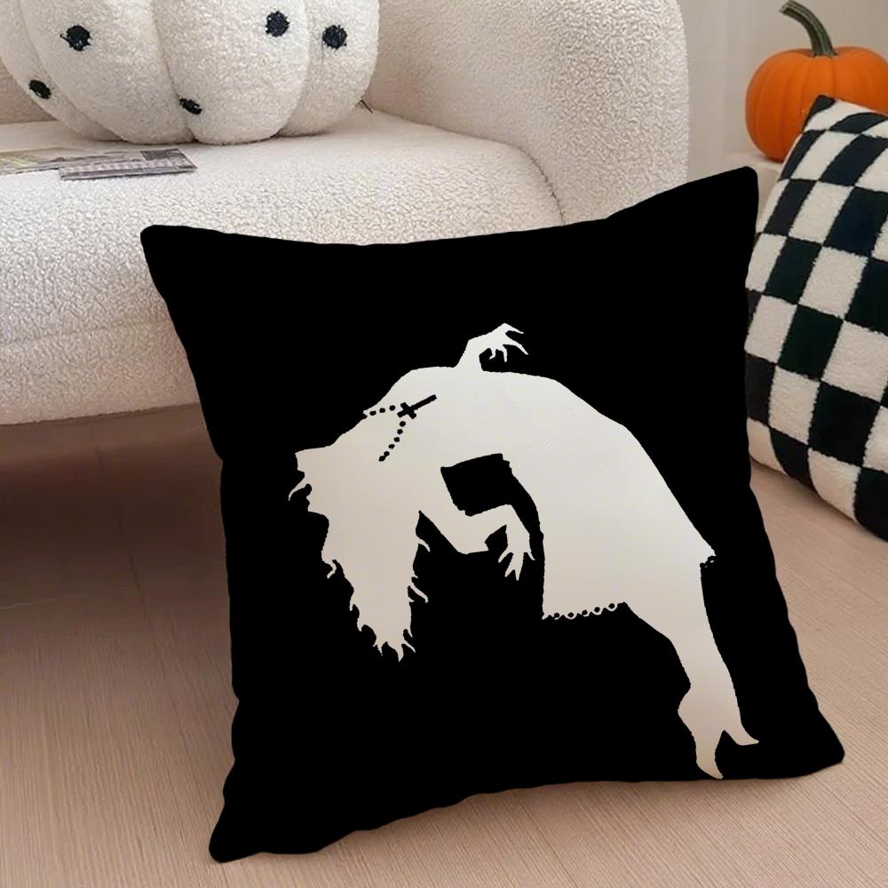 scary movie TThe Exorcistes Cushion Cover Throw Pillow Cover Hidden Button Durable Polyester Chair Cushion