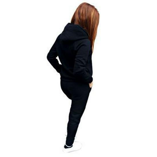 Women's Fleece Long-Sleeve Hooded Sportswear Set for Autumn & Winter - European & American Style, High Elasticity