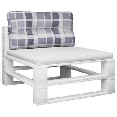 Grey Checkered Pallet Cushion 70 X 40 X 12 Cm Fabric