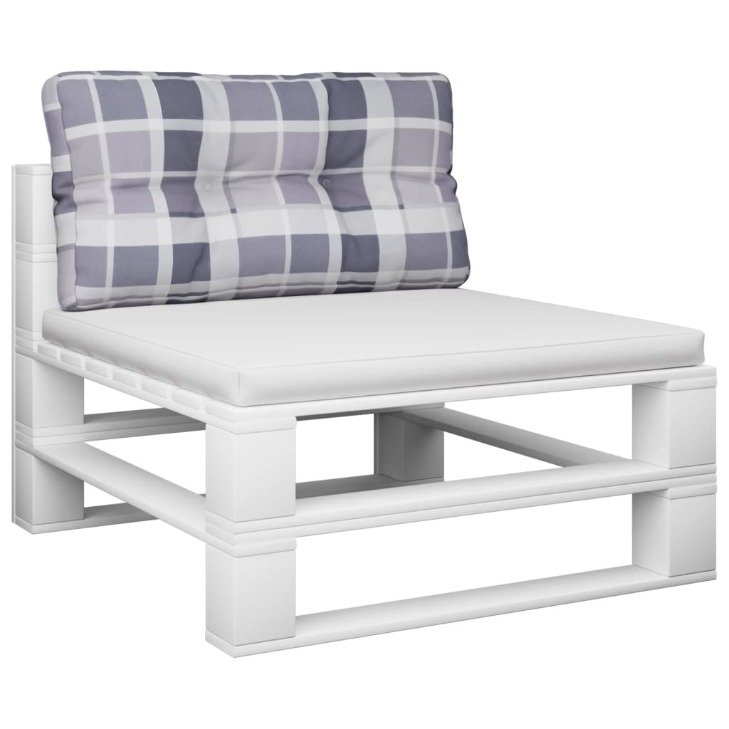 Grey Checkered Pallet Cushion 70 X 40 X 12 Cm Fabric
