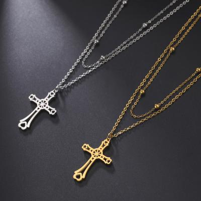 Naszyjniki ze stali nierdzewnej Hollow Cross Goth Wisiorek Choker Męski łańcuszek Naszyjnik dla kobiet Biżuteria Prezenty na imprezę Jednoczęściowy-K55