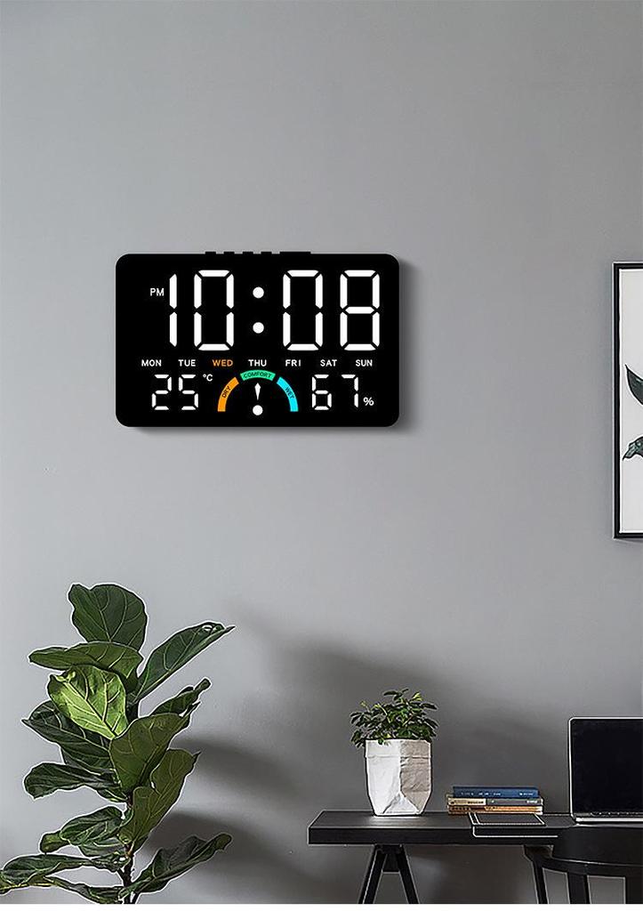 GH9007 LED Clock: Large Screen, Wall-Mount/Tabletop, Temp/Humidity Display, Multifunctional Alarm
