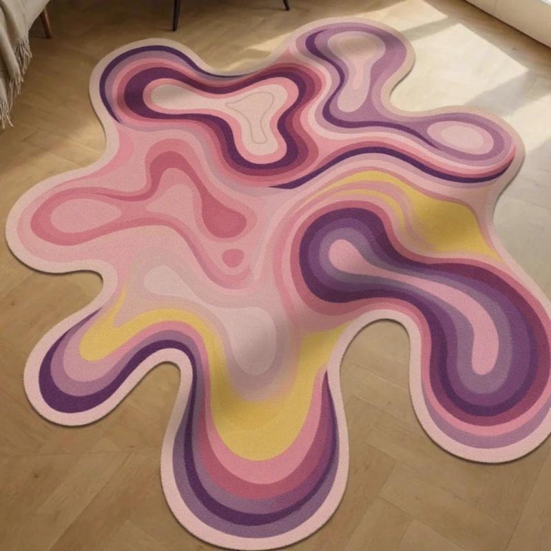 Gradient Coloured Irregular Shape Soft Puffy Rug Living Room Bedroom Rug Modern Home Decoration