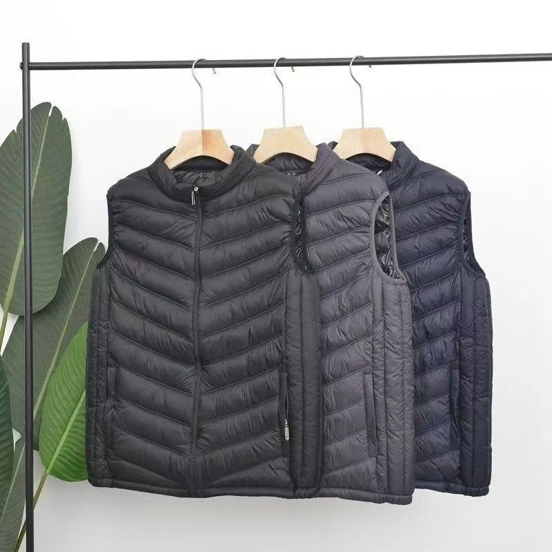 Men's Down Cotton Outer Wear New Thickened Vest Autumn and Winter Hooded Vest Jacket Warm Casual Cotton Clothes