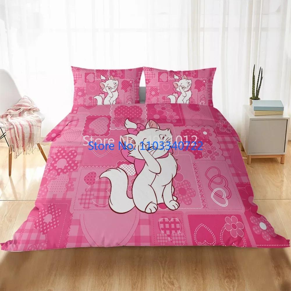 Cute Marie Cat Cartoon Bedding Sets Duvet Cover Set 3D Print Comforter Cover Bedclothes for Boy Girl Bedding Sets Bedroom Decor