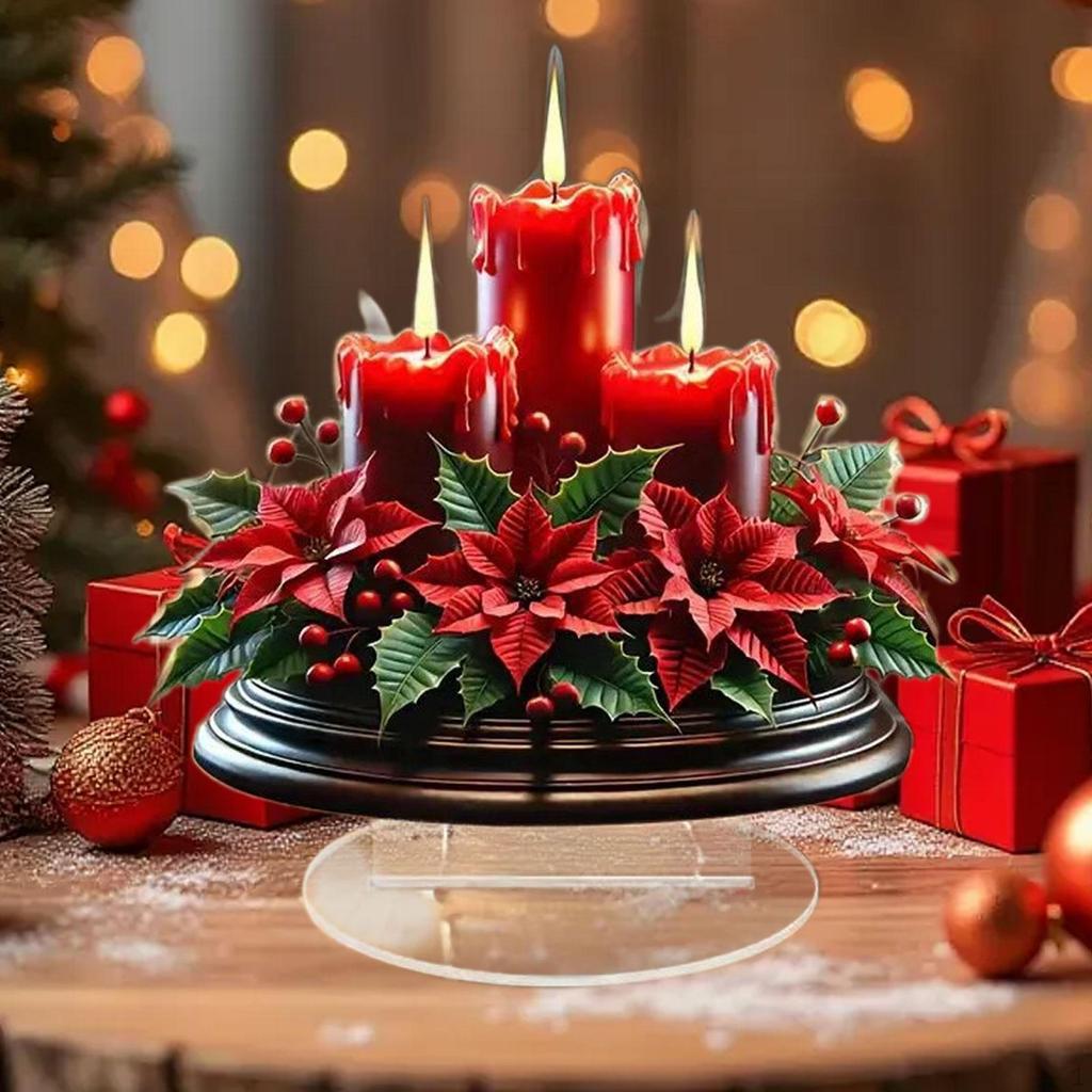 Vánoční dekorace 2D akrylová cedule sběratelská s podstavcem ozdoby stolní dekorace