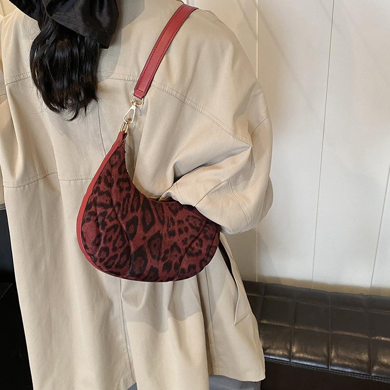 Fashion Brown Leopard Shoulder Bags PU Leather Versatile Underarm Bag Vintage Small Purse and Handbags For Women KTY