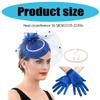 2025 Derby Hat For Women Feather Fascinator Hat and Necklace Earring Lace Short Gloves Set For Teas Party Church Wedding