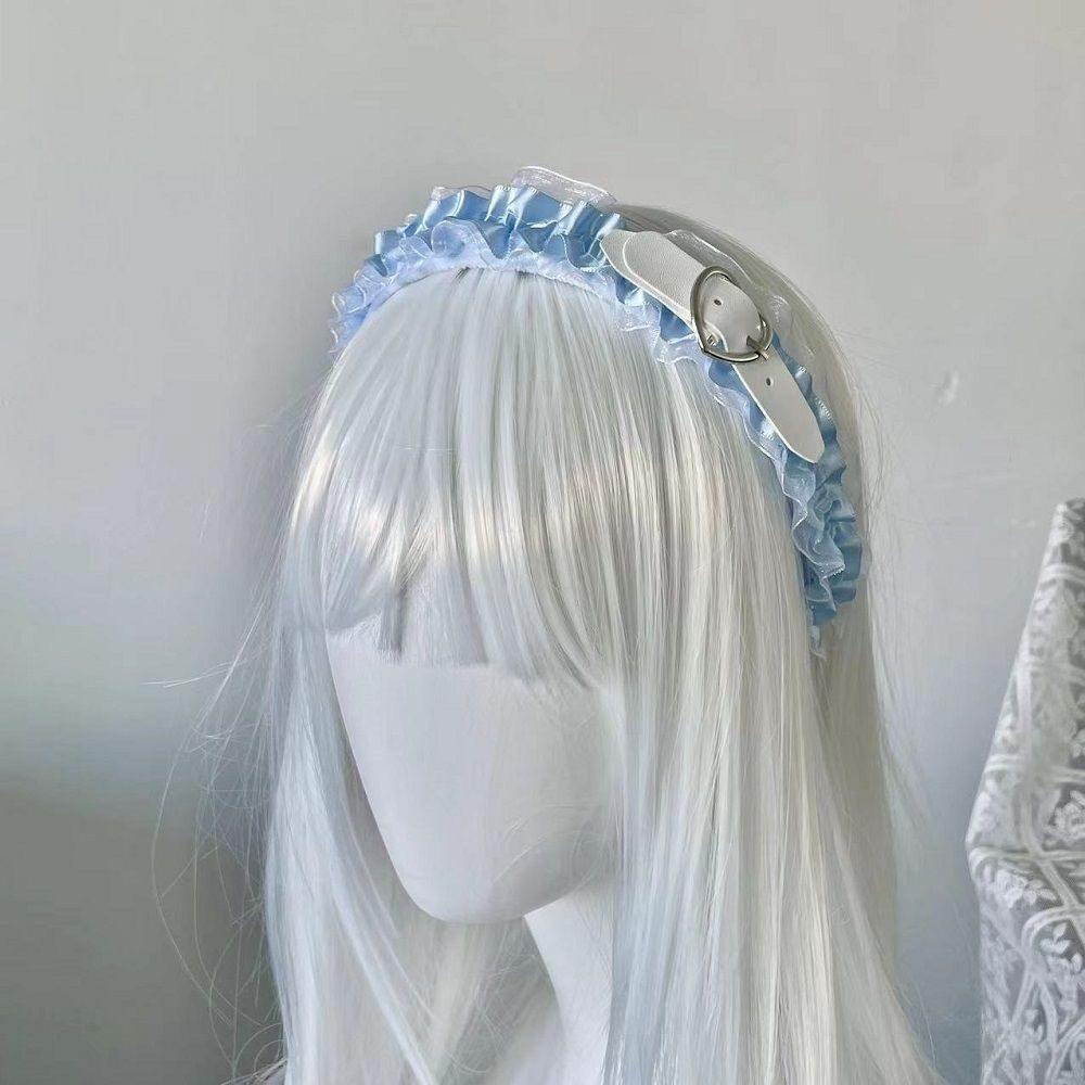 Abby Love Headband Goth Punk Leather Buckle Headdress Dark Hair Accessories Lolita Sweet Headband Hair Accessories