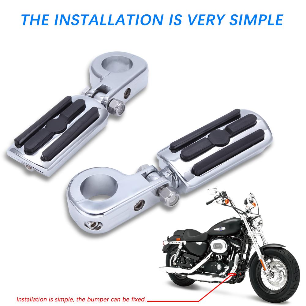 Motocyklový univerzální dálniční kolíčky nožní opěrka 1-1/4" Crash Bar pedálová patka pro Harley Davidson Street Glide Special Dyna