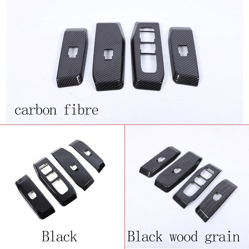 For Toyota Land Cruiser Prado 2024 ABS Carbon Fiber Car Glass Lift Button Decorative Frame Car Interior Accessories