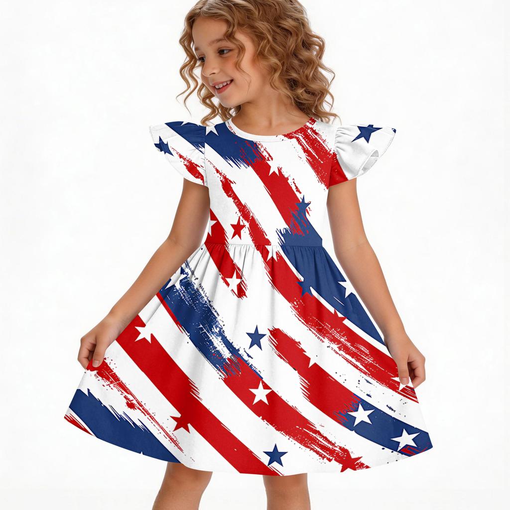 Girls' Summer Princess Dress - A-Line Casual Print Dress