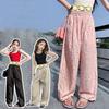 Summer Girls' Kids Polka Dot Straight Leg Pants Children Mosquito Proof Pants Thin Breathable  Wide Casual Trousers