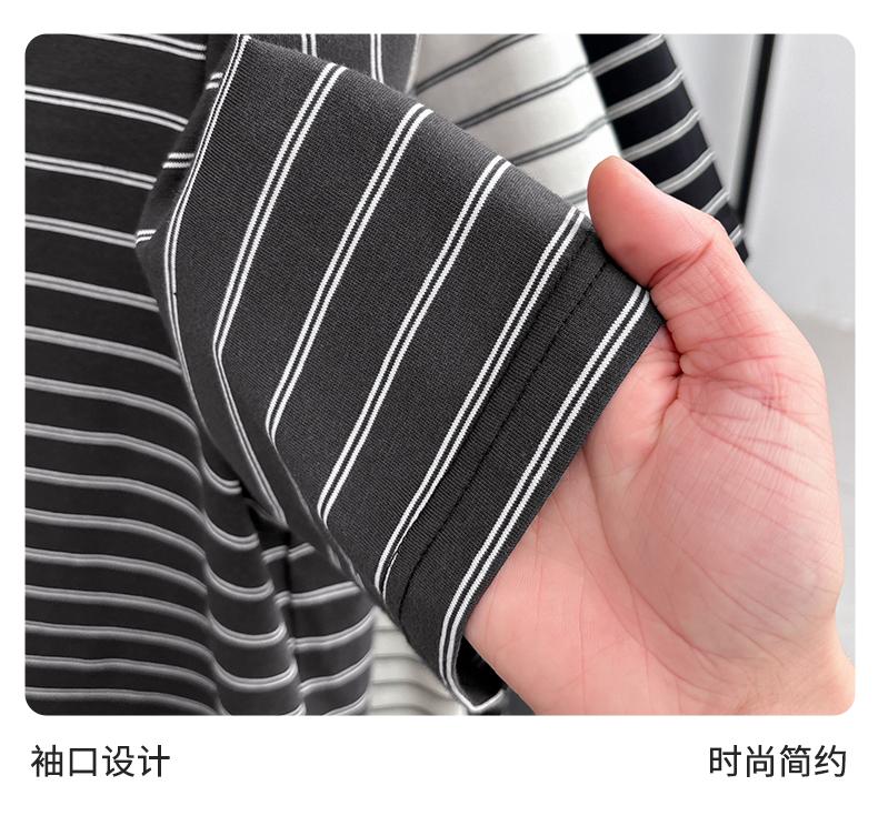 [Clean and Elegant] Skin Friendly and Breathable Men's Striped Collar Short Sleeved Top