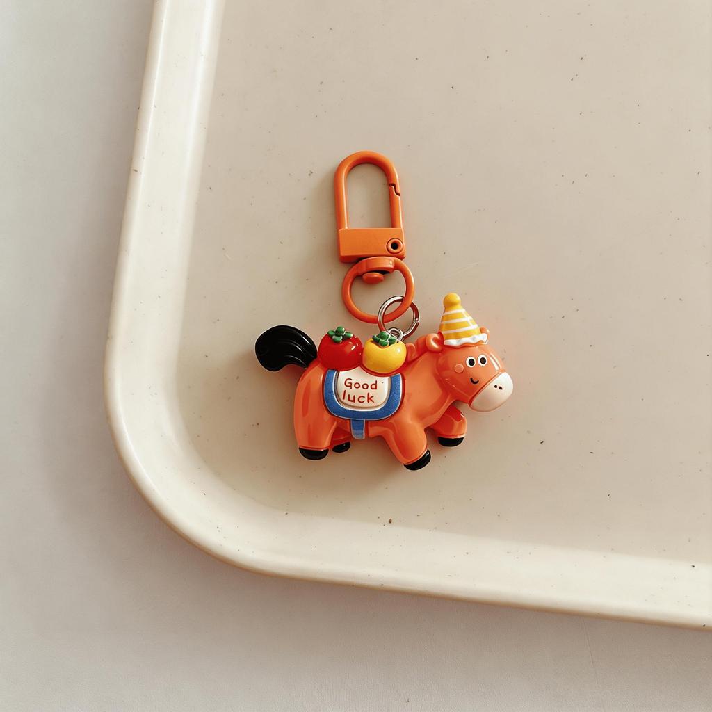 Cartoon Year of the Horse Lucky Keychain Pendant - Cute Bag Charm & Student Backpack Accessory