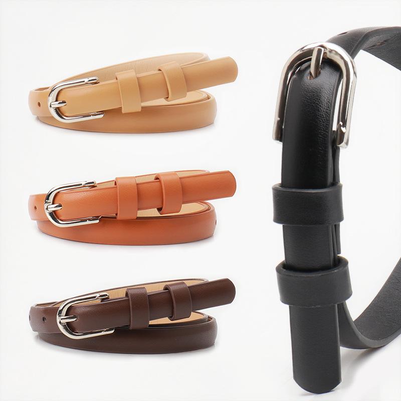 1.5x103cm Women's Trousers Skinny Thin Belt PU Leather Fashion Trend White Black Belt Solid Vintage Pin Buckle Ladies Strap