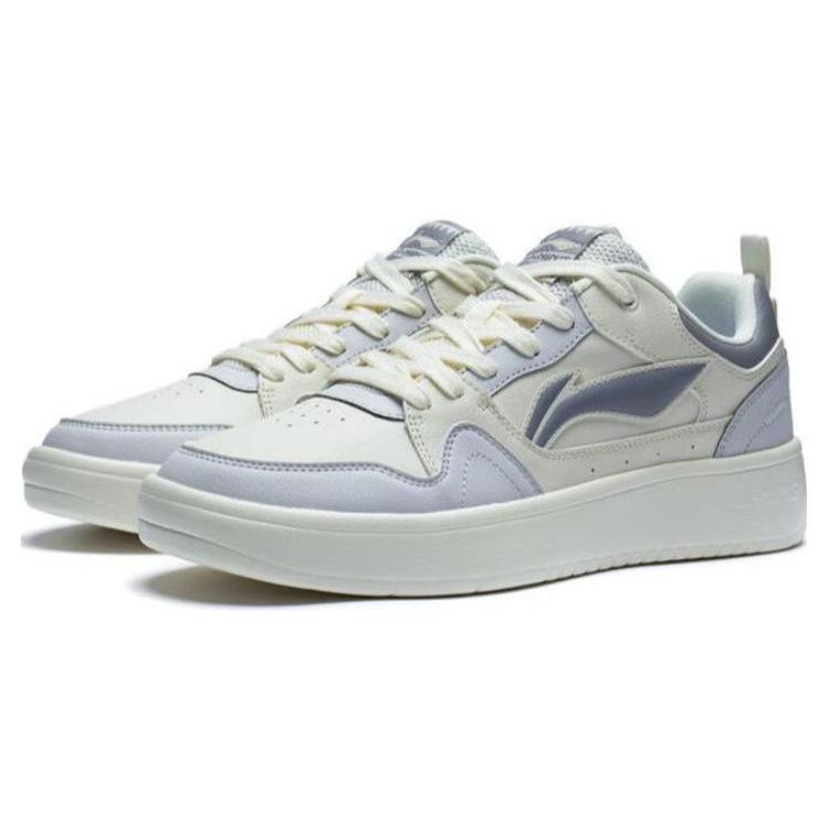Li Ning Line 2.0 Abrasion Resistant Breathable Low Top Skateboard Shoes Men's White Gray AGCT337-4