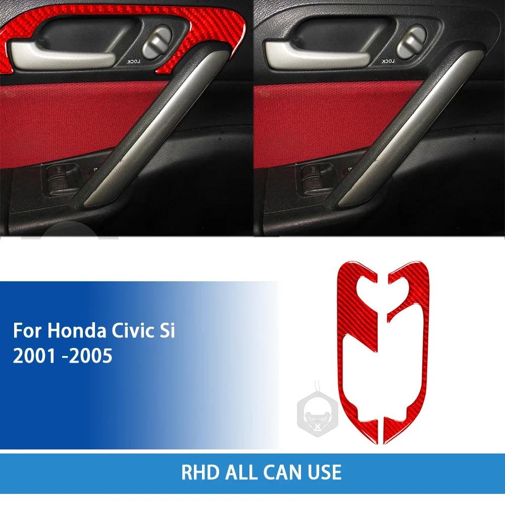 For Honda Civic Si 2001 2002 2003 2004 2005 Accessories Carbon Fiber Car Interior Door Handle Panel Trim Sticker