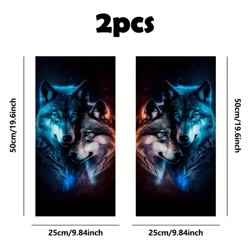 2-teiliges Mystery Wolf Autoaufkleber Tier-Thema Wolfsmuster Aufkleber - Einfache Anbringung Sonnenschutz Klebstoff Autoaufkleber