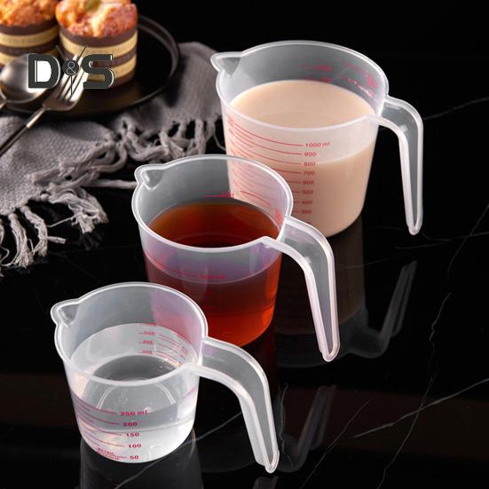 3 szt. 1000 ml 450 ml 250 ml Miarki Przezroczyste Plastikowe Miarki z Uchwytami do Płynów Mąki Proszku Niezbędne Kuchenne do Pieczenia Gotowania Mieszania