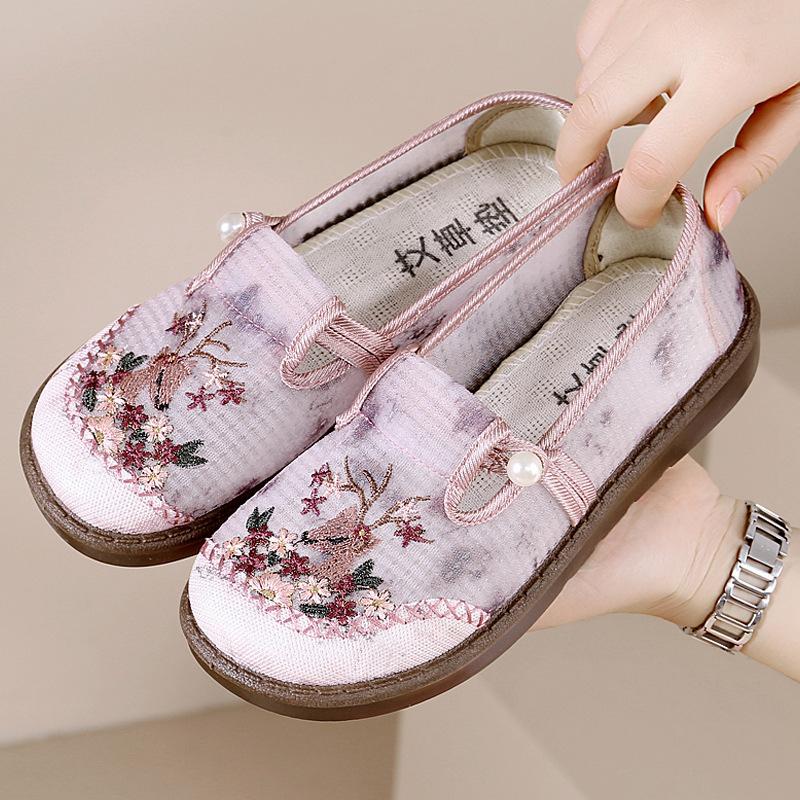 

****** and summer embroidered cloth shoes one pedal mother shoes s**t sole non-slip breathable women s shoes old ******* cloth shoes ethnic 36