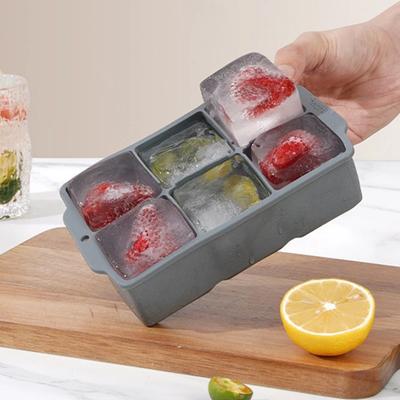 6 Fächer Eiswürfelform Silikon Eiswürfelbereiter Große Quadratische Silikon Eisform Würfelförmige Form DIY Cocktail Whiskey Bar Küchenzubehör
