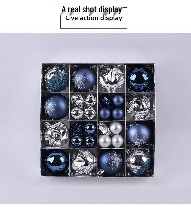 Electroplated Irregular Christmas Tree Ball Ornaments - Painted Plastic Hanging Baubles with Gift Box