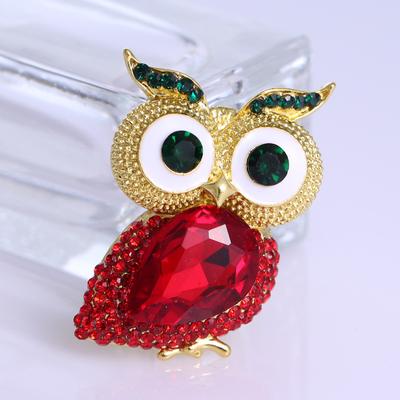 Broche hibou à grands yeux tendance et mignonne, style rétro, incrustée de diamants, accessoire de manteau simple et personnalisé pour femme