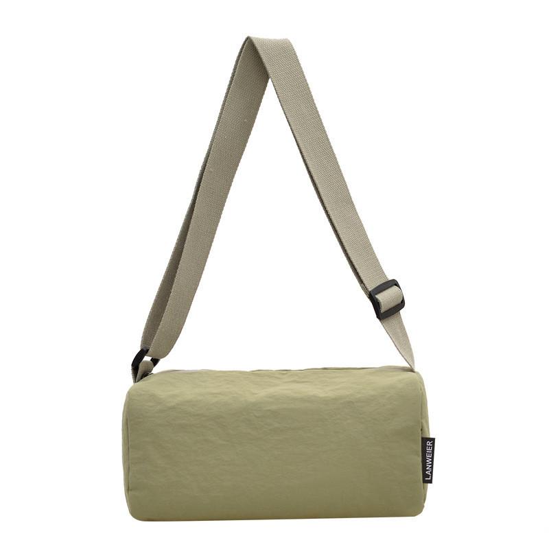 Simple Solid Color Large Capacity Lightweight Women Casual Cylindrical Bag For Casual Travel