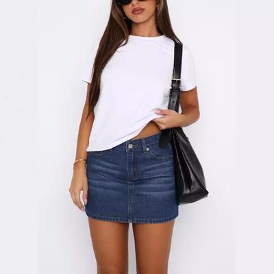 Nuova Gonna Corta in Denim da Donna Retro Slim Elasticizzata Moda Casual