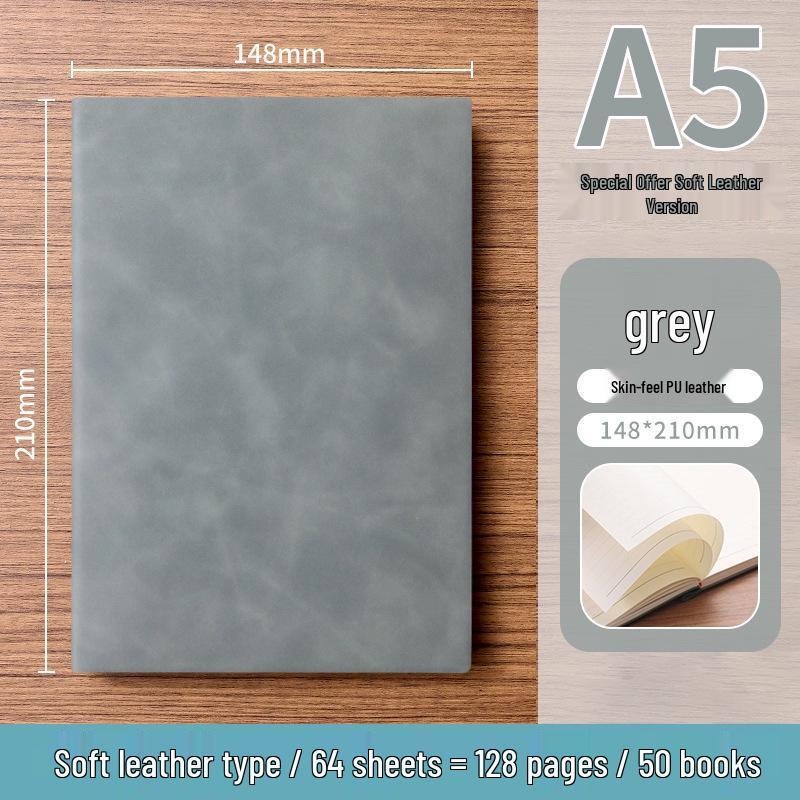 A5 Soft Leather Suede Notebook with Custom Logo - Simple B5 Business Meeting Journal, Large Thick Diary
