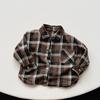 Kids Korean Style Retro Long Sleeve Plaid Shirt For Boys And Girls