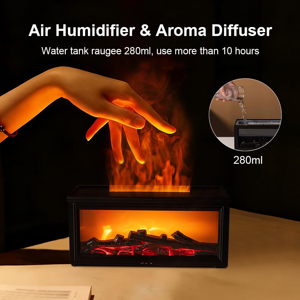 Fireplace Humidifier Flame Humidifier Aroma Diffuser Essential Oil Diffuser Aromatherapy Fragrance Diffuser with Remote Control
