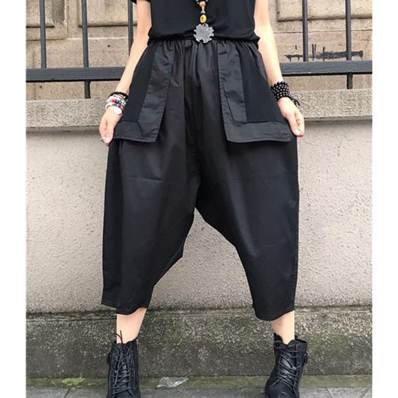 

Лето 2025 Новые женские свободные повседневные брюки Корейская мода широкие брюки гаремы женские XL чёрный