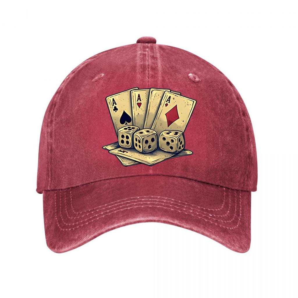 Gorra Snapback de Algodón Negra Gráfico de Dados de Póker Gorra de Béisbol Lavada
