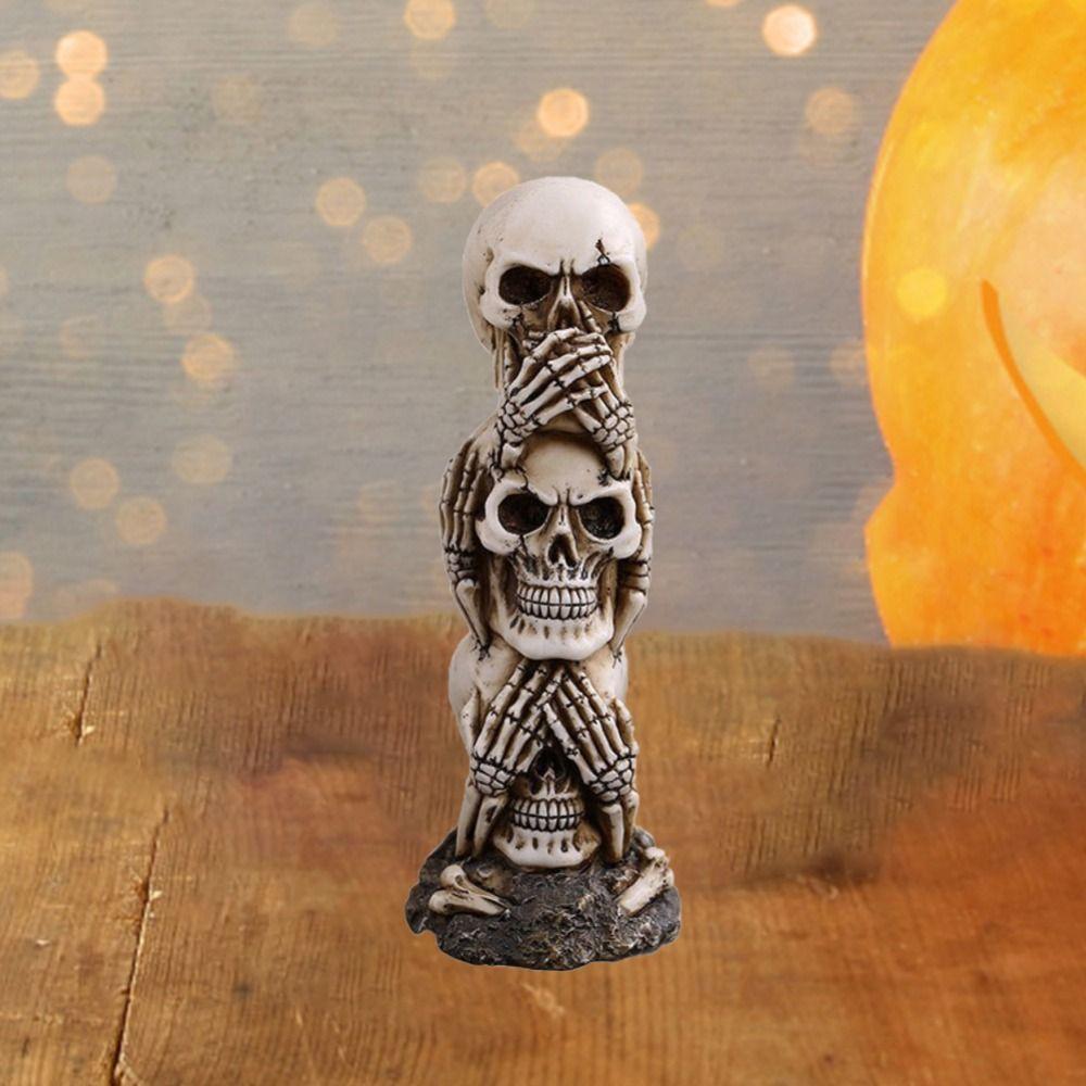 3D Skeleton Character Statues Terrifying Resin Skull Figurine  Ghost Festival