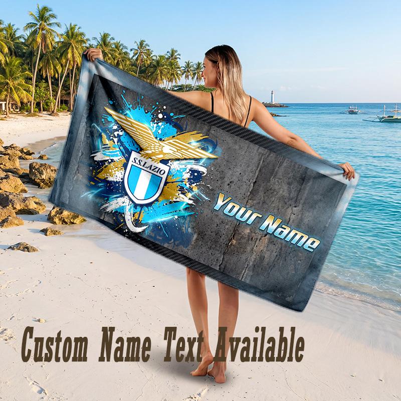 Lazio FC Design Beach Towel Custom Text Large Towel for Beach Vacation