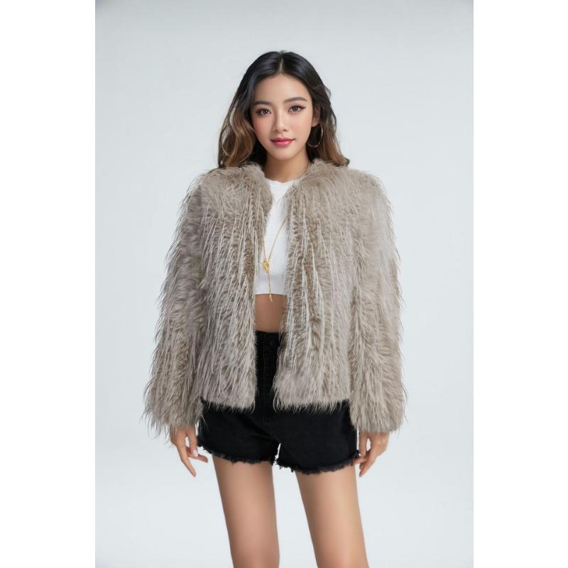 Autumn and Winter New Fashionable Versatile Imitation Fur Coat Coat Solid Color Fringed Fur Coat Women's Top Thickened