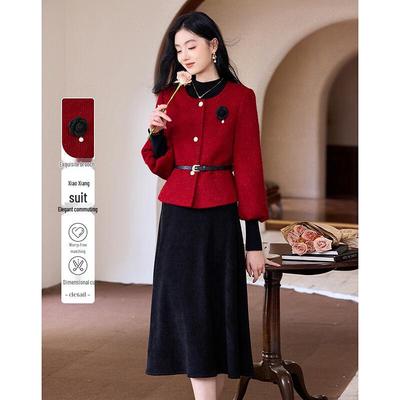 Elegantes Damen-Jacken- und Rock-Set im Tweed-Stil