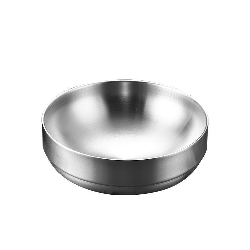 Golden Double-Layer Korean Cuisine Bowl - 304 Stainless Steel, Ideal for Rice, Soup, Kimchi, and Cold Noodles.
