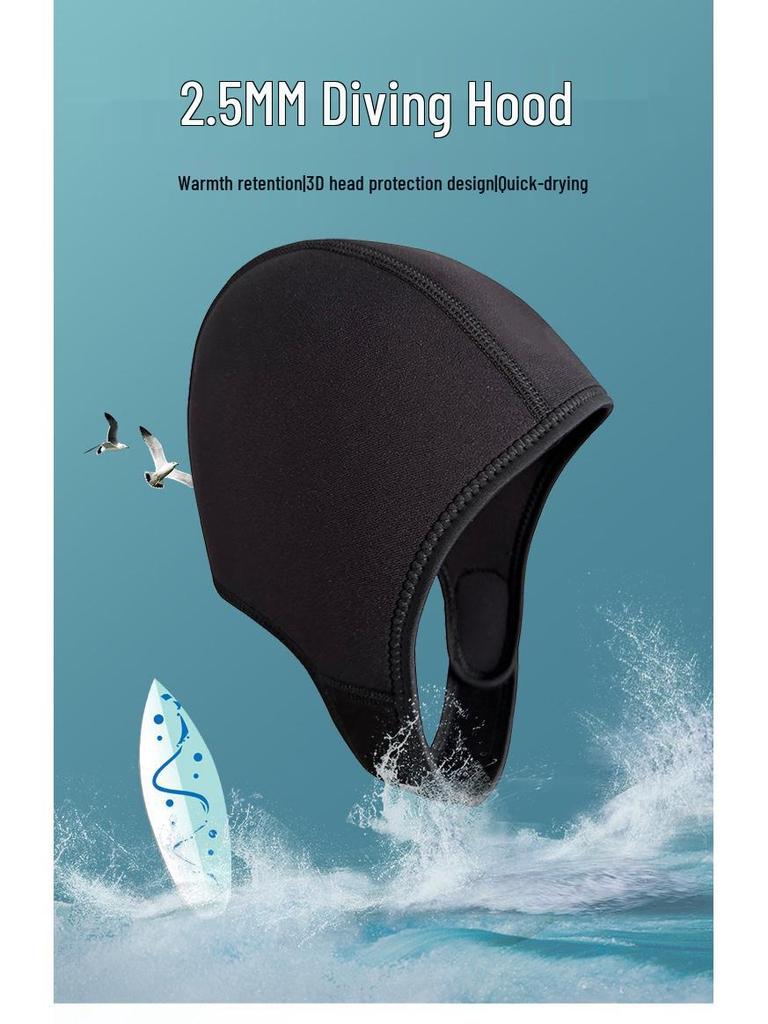 Unisex Quick-Drying Diving Cap - 2.5MM Sun & Ear Protection, Warmth, Adult Swim Hood for Men & Women