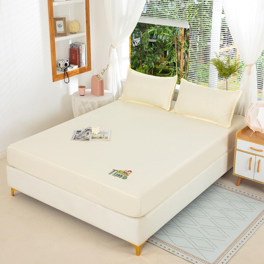 Summer Washed Cotton Fitted Sheet Set, All-around Wrap Mattress Cover, Baby Friendly Single Bed Sheet Mattress Protector