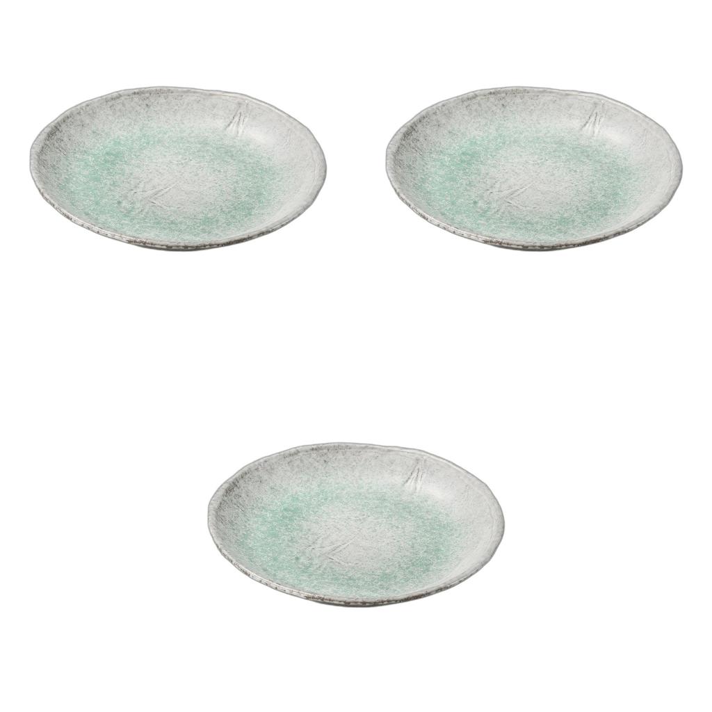 Set of 3 Blue Glazed Round Plates x Ceramic Serving Plates by Setomonohonpo 10.0mm [30 4.5cm]