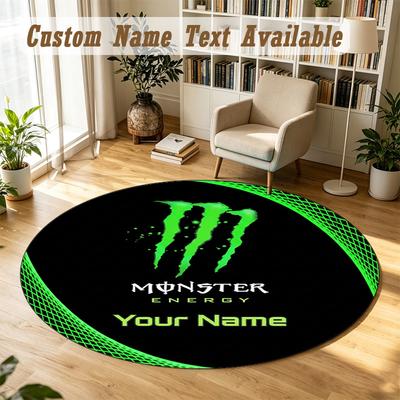 Yuvarlak Halı Özel İsimMonster Energy Desenli Kaymaz Halı Ev Zemin Dekorasyonu