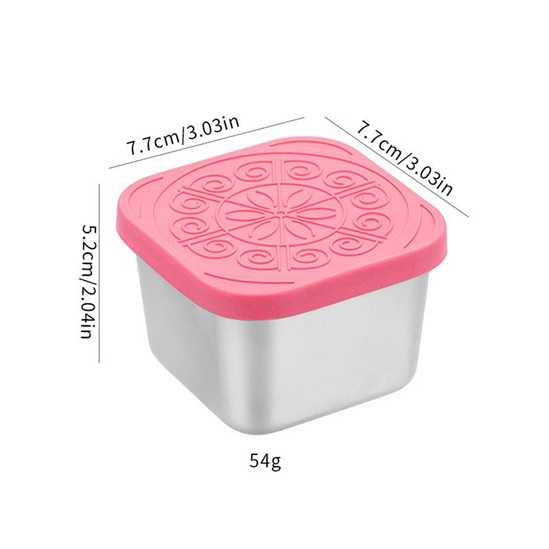 1/2 Pcs Stainless Steel Salad Box Snack Seasoning Container With Silicone Lids Leakproof Stackable Dressing Food Storage Box