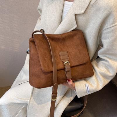 Vintage Brown Suede Soft Pu Leather Women Shoulder Bags Large Capacity Crossbody Bag Tote Bag High Quality Fashion Hobo Handbags